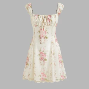 New Floral Suspender Summer Mini Dress
