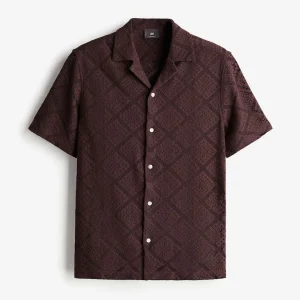 Regular Fit Crochet-look Resort Shirt